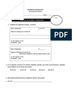 Evaluación diagnóstica Matemática 5toPrim