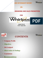 SUMMER INTERNSHIP REPORT ON PRICE MAPPING, BRANDING AND SALES PROMOTION FOR Whirlpool India LTD