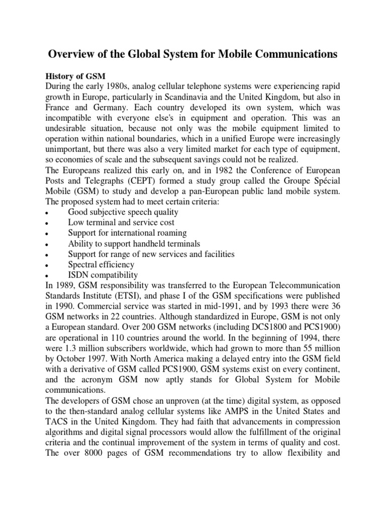 Overview of Global GSM System | PDF | Networks | Digital Technology