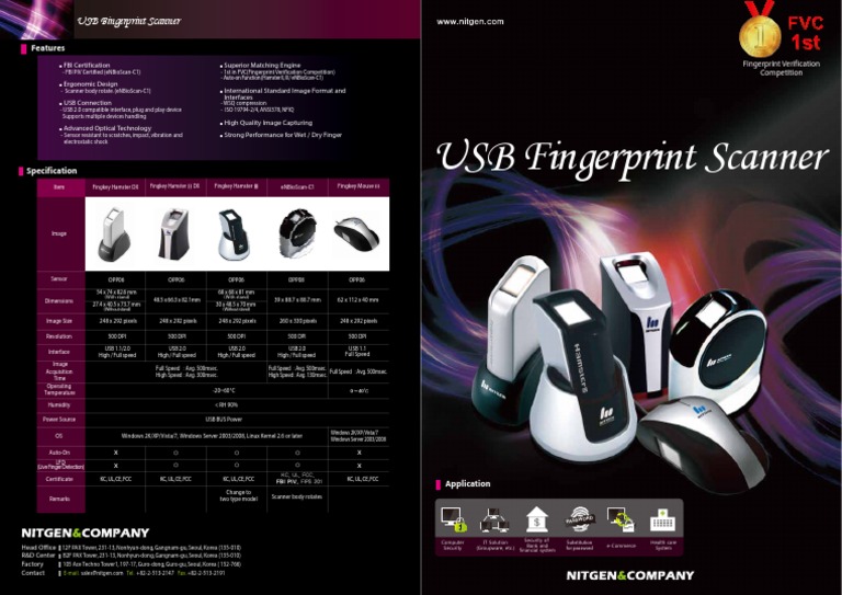 USB Fingerprint Scanner Specifications | PDF | Usb | Image Scanner