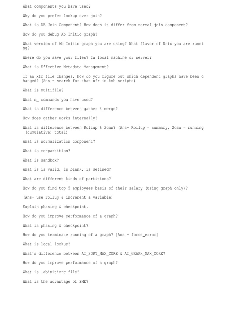 Ab Initio Interview Questions Download Free PDF Parameter