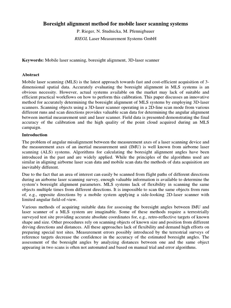 Boresight Calibration of Mobile Mapping Systems PDF Image Scanner