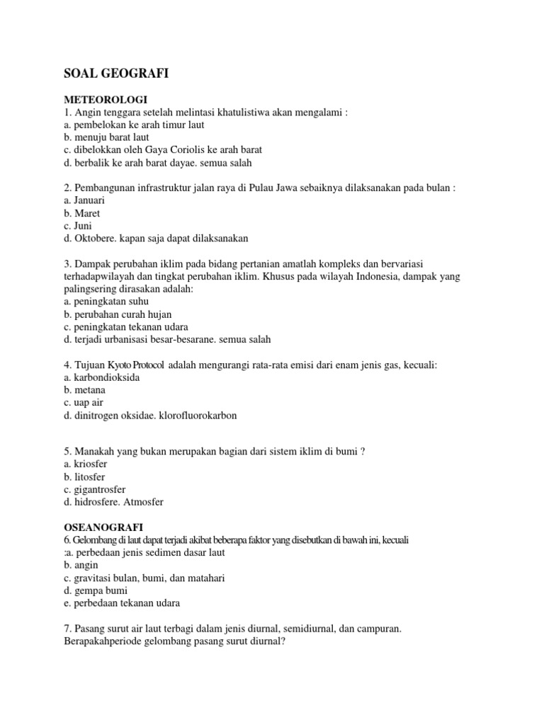 Soal Geografi Pdf