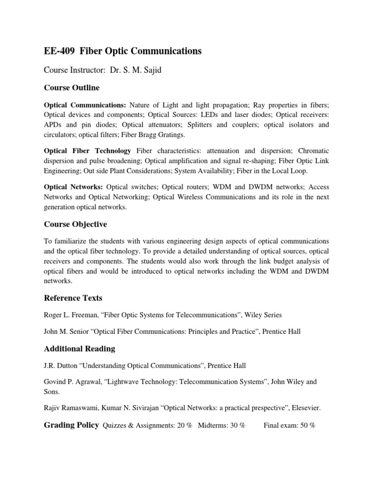 Fiber Optic Communications PDF
