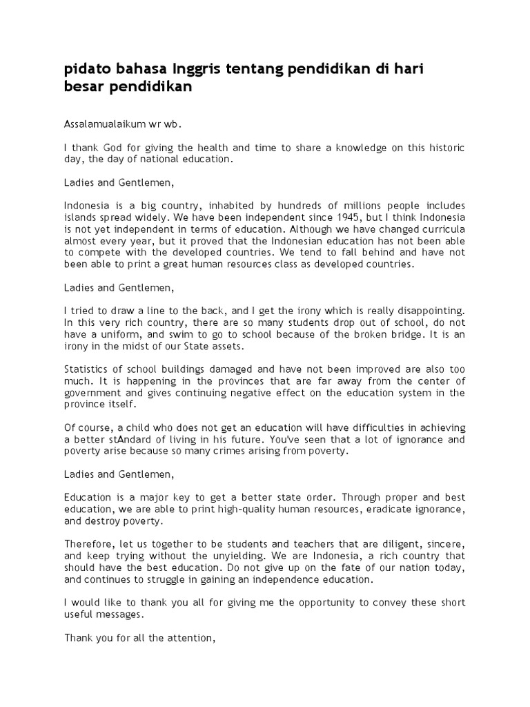 pidato bahasa Inggris tentang pendidikan di hari besar pidato bahasa Inggris tentang pendidikan di hari besar