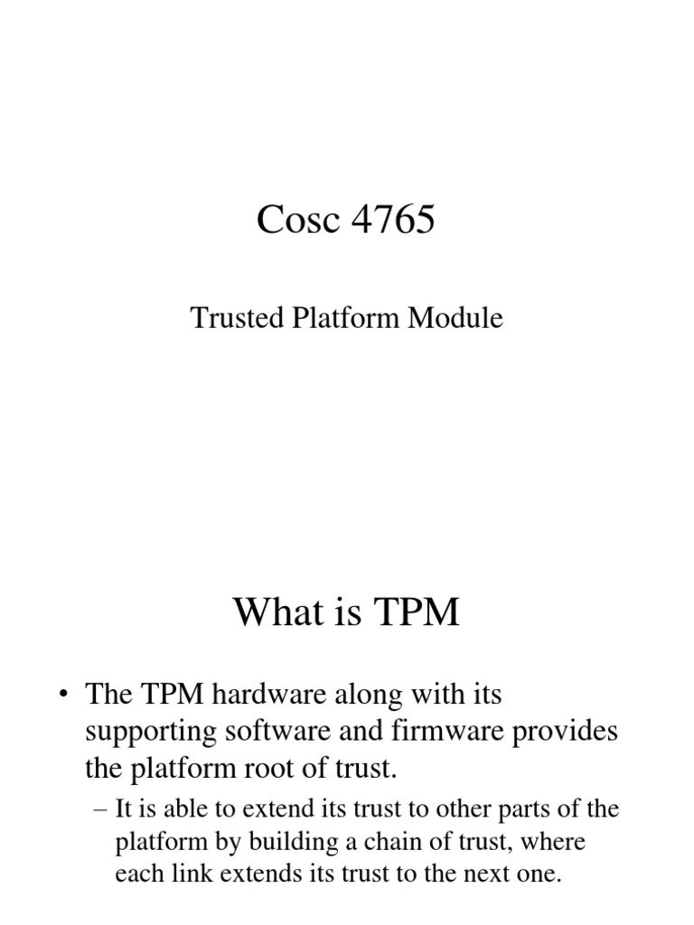 Trusted Platform Module | PDF | Key (Cryptography) | Trusted Computing