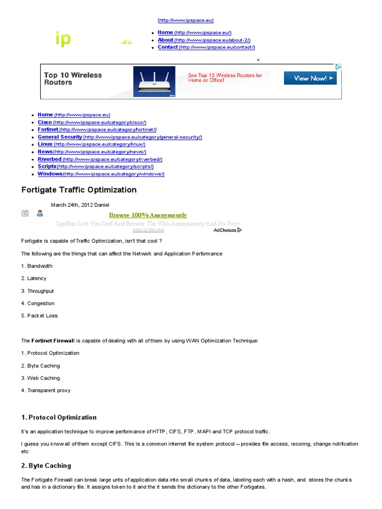 Fortigate WAN Optimization Guide | PDF | Data Transmission | Computing