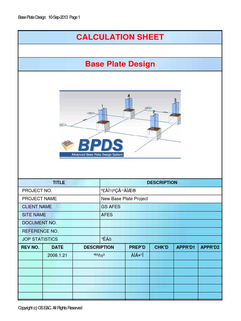 Base Plate Design Calculation Sheet | PDF
