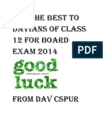 ALL The Best To Davians of Class 12 For Board Exam 2014
