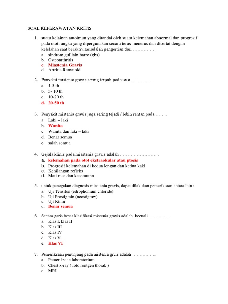 Soal Keperawatan Kritis