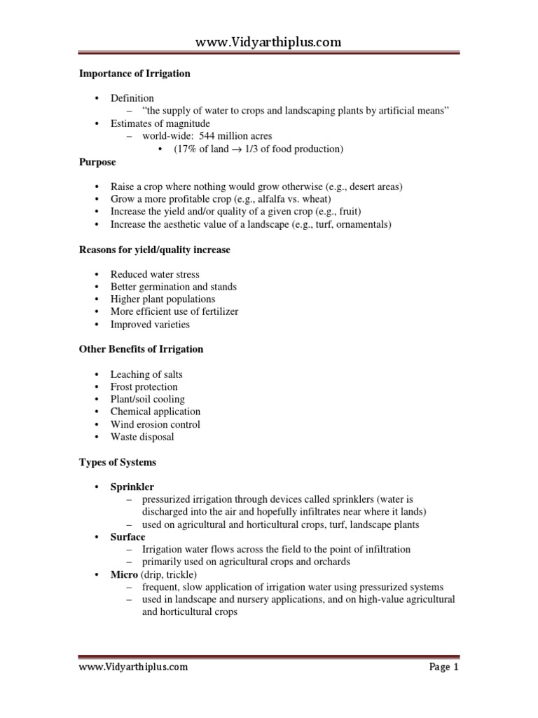 Irrigation Notes PDF