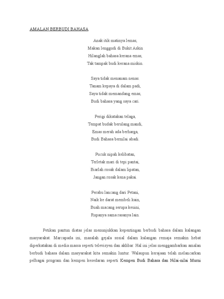 Amalan Berbudi Bahasa Pdf