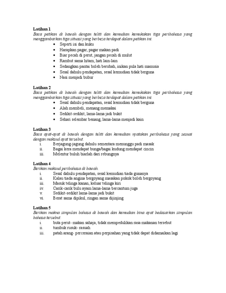 Peribahasa Jawapan Pdf