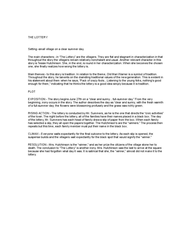 Literary devices in the lottery picture