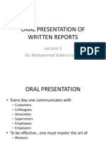 Lecture 5 OralPresentation WrittenReports