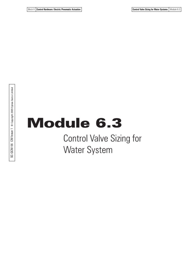 Control Valve Sizing For Water System: Block 6 Control Hardware ...