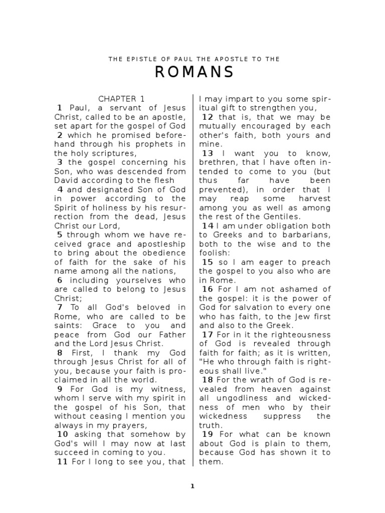 Romans: The Epistle of Paul The Apostle To The | PDF | Epistle To The ...