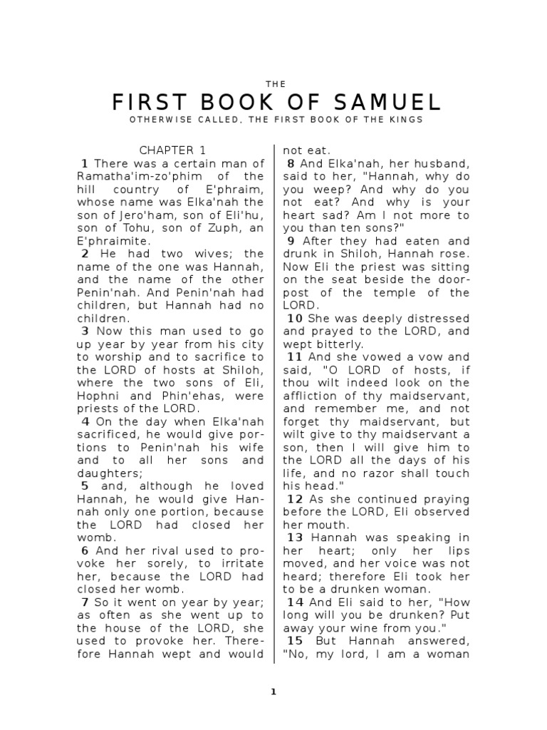 Bible 1 Samuel | PDF | Samuel | Ark Of The Covenant