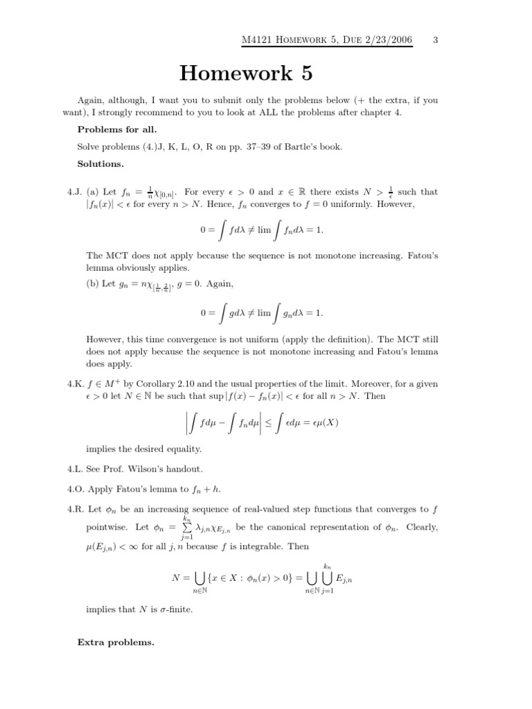 Homework 5 Solutions: Bartle Problems | PDF