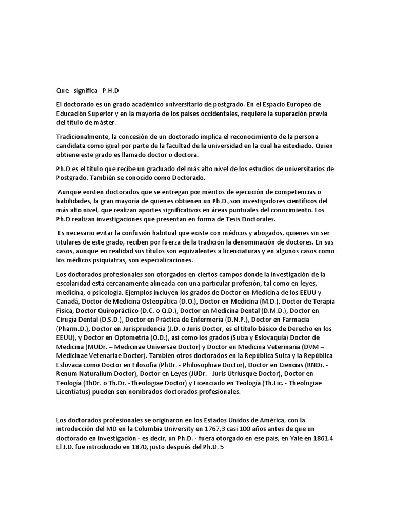 Que Significa P-H.D | PDF | Doctorado | Calificaciones