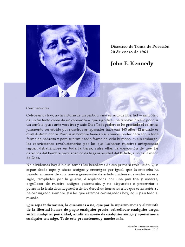 Discurso de Toma de Posesión John F. Kennedy John F