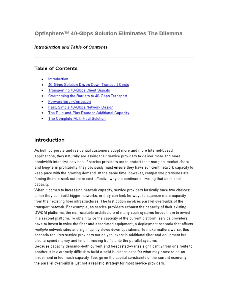 40Gbps Soluton Eliminates The Dilemma | PDF | Business