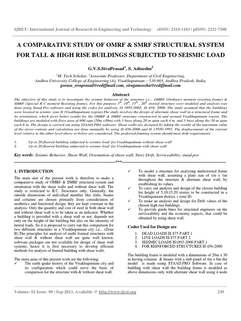 Ijret - A Comparative Study of Omrf & SMRF Structural System For Tall ...