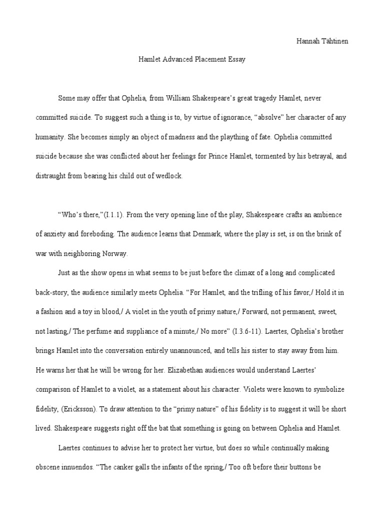 How is ophelia portrayed in hamlet essay picture