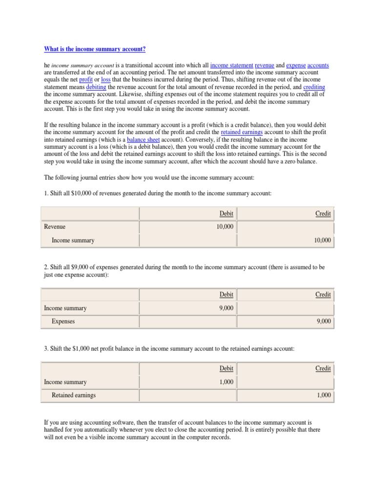 Income Summary Account Explained | PDF