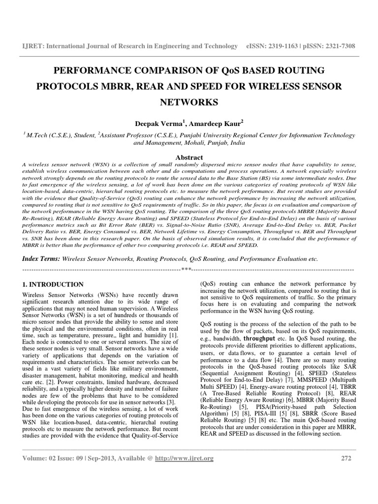 Ijret - Performance Comparison of Qos Based Routing Protocols MBRR ...