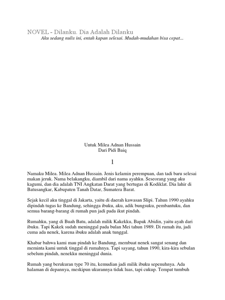 NOVEL Dilanku Dan Milea NOVEL Dilanku Dan Milea