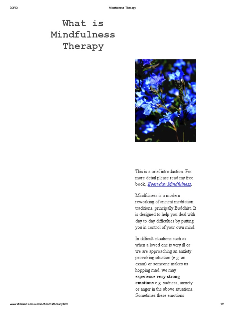 Introduction to Mindfulness Therapy | PDF | Mindfulness | Emotions