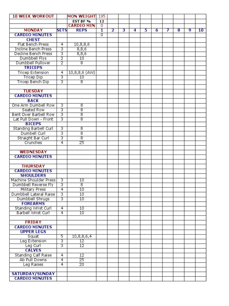 10 Week Workout PDF