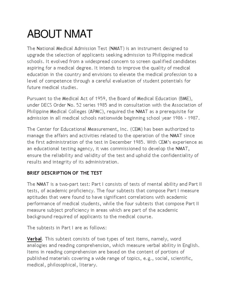 NMAT Overview and Preparation Guide | PDF | Social Science | Test ...