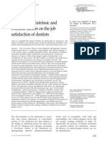 The Impact of Intrinsic and Extrinsic Factors On The Job Satisfaction of Dentists
