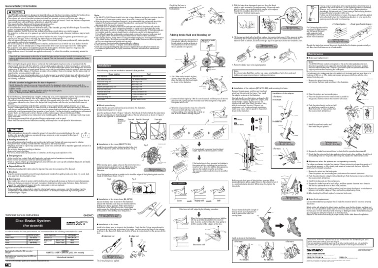 shimano brake manual