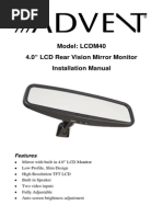 Model: LCDM40 4.0 " LCD Rear Vision Mirror Monitor Installation Manual