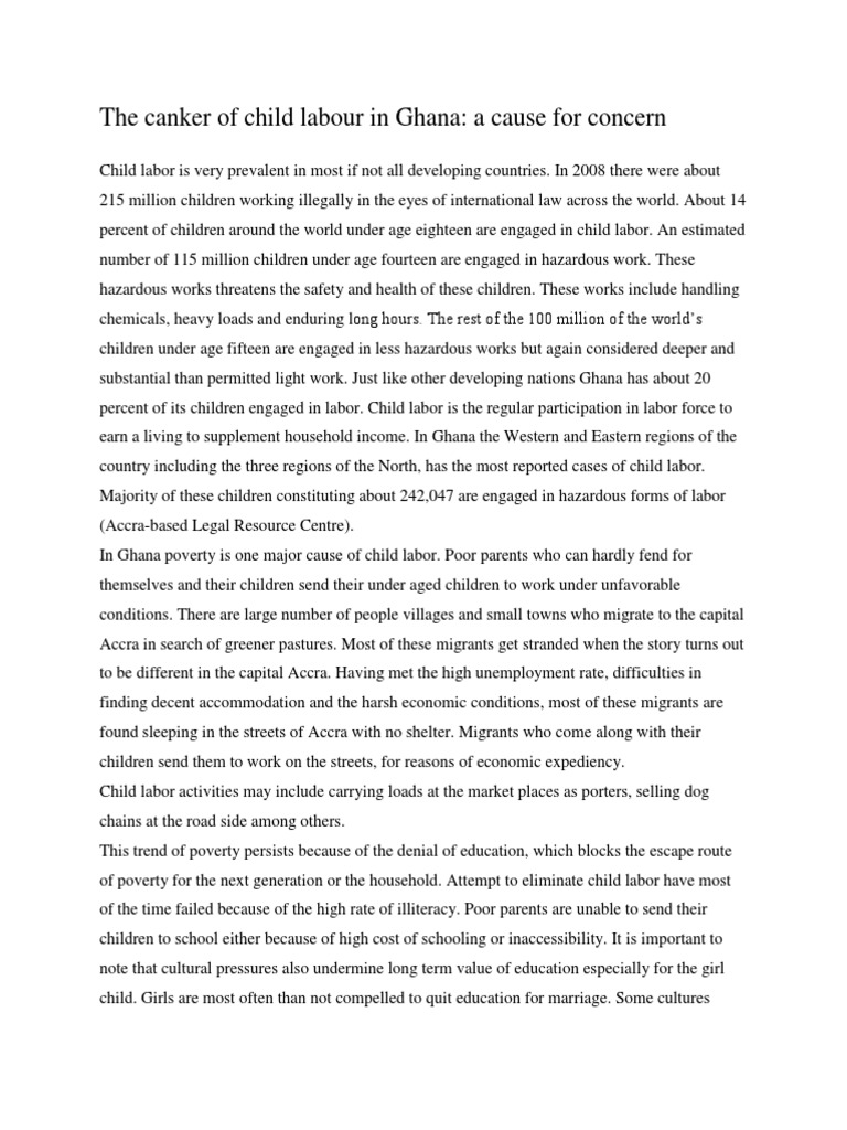The Canker of Child Labour in Ghana | PDF | Child Labour | Migrant Worker