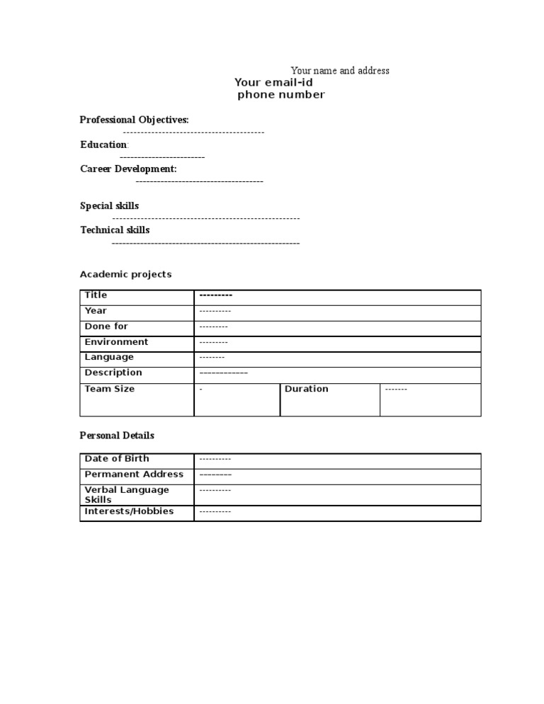 Simple Resume Template Format | PDF