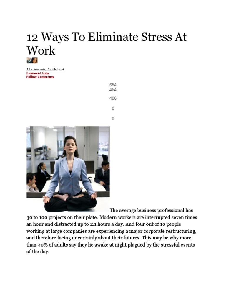 12 Ways to Reduce Workplace Stress | PDF | Occupational Stress | Stress ...