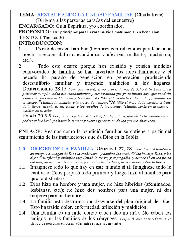 Restaurando la Unidad Familiar | PDF | Creencia religiosa y doctrina ...