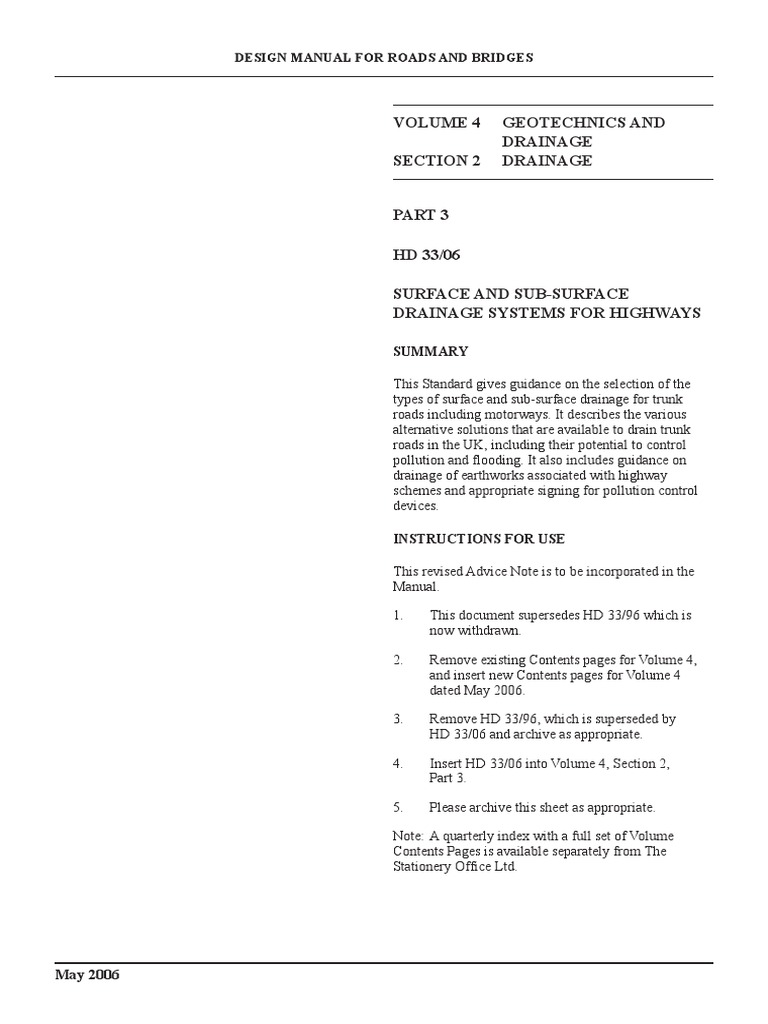 Surface and Sub-Surface Drainage Systems For Highways | PDF | Drainage ...