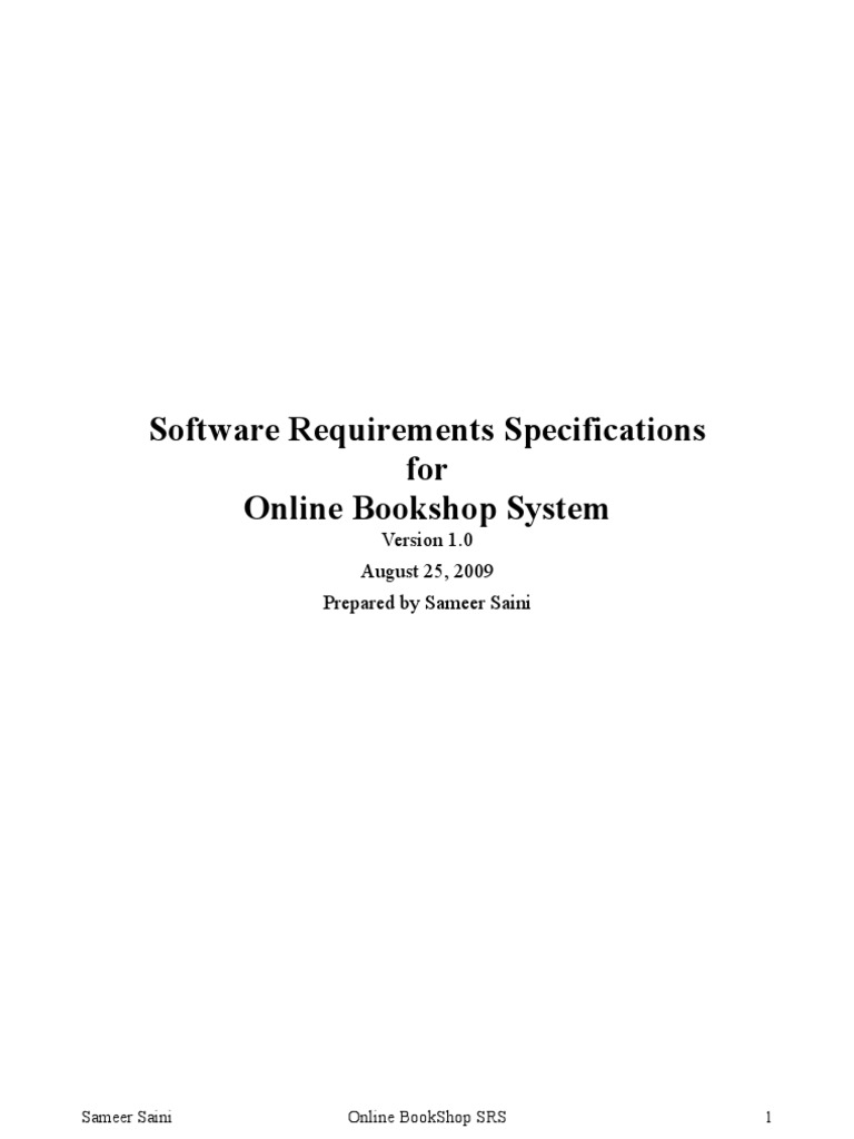 Online Bookshop System Requirements SRS | PDF | Specification ...