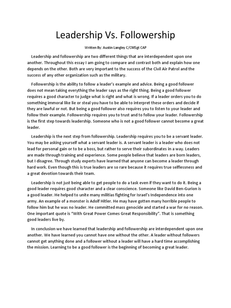 what is the servant leadership essay