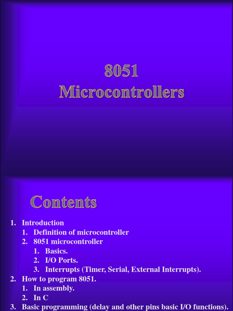 Introduction To 8051 Microcontroller | PDF | Microcontroller | Classes ...