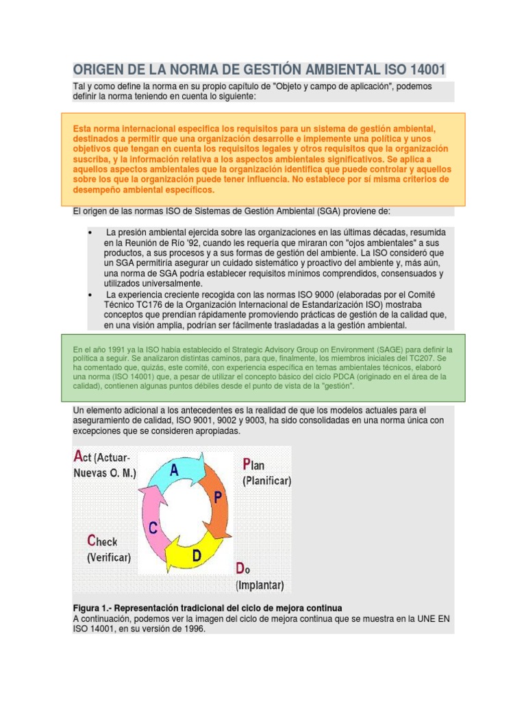 Origen de La Norma de Gestión Ambiental Iso 14001 | PDF | Organización ...