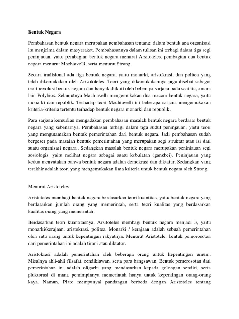 Bentuk Negara Di Indonesia Pdf