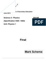 Physics Unit 1 Mark Scheme