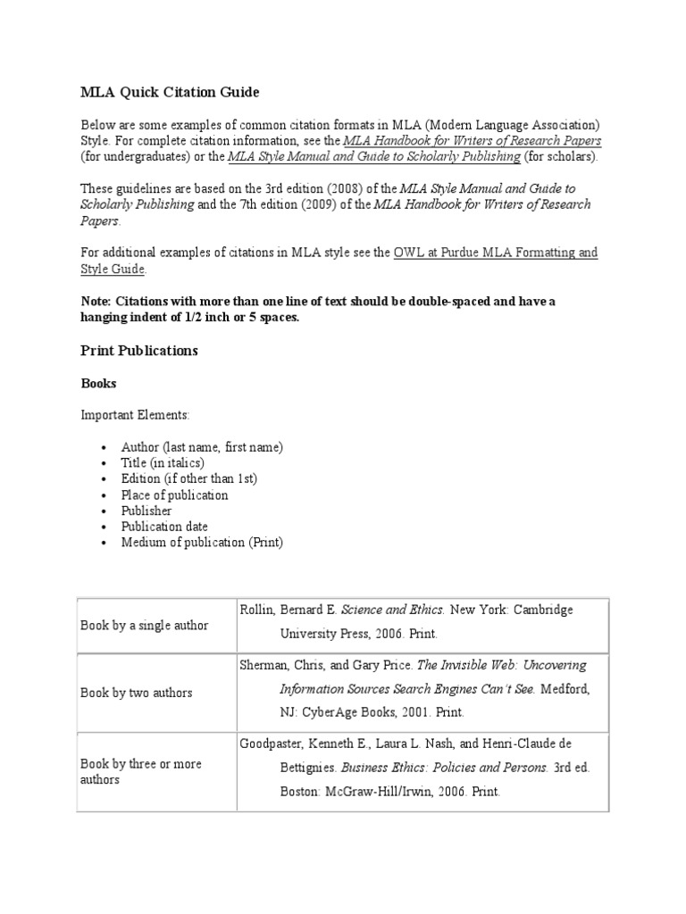 Mla citation brochure image