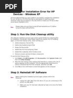 Solution For Installation Error For HP Devices - Windows XP